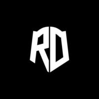 Fita do logotipo da carta do monograma rd com estilo de escudo isolado no fundo preto vetor