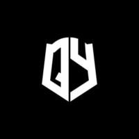 Fita de logotipo de carta de monograma qy com estilo de escudo isolado em fundo preto vetor