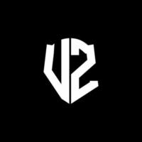 Fita de logotipo de carta de monograma vz com estilo de escudo isolado em fundo preto vetor