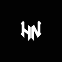 Monograma do logotipo hn com modelo de design de forma de escudo vetor