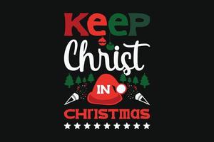 design de t-shirt mantenha cristo no natal vetor