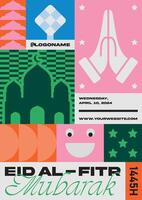 feliz eid Mubarak bandeira poster ilustração. Ramadhan ou Ramadã kareem islâmico Projeto vetor