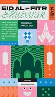 feliz eid Mubarak social meios de comunicação história histórias bobinas ilustração. Ramadhan ou Ramadã kareem islâmico Projeto vetor