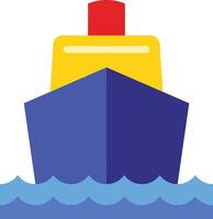 uma azul e amarelo barco flutuando dentro a oceano vetor