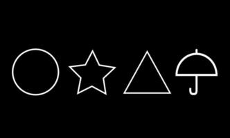 guarda-chuva branco círculo triângulo estrela em fundo preto símbolo ícone design gráfico jogo ilustração vetorial filme coreia do sul vetor