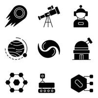 conjunto de ícones de glifo de ficção científica vetor