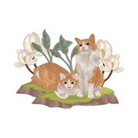 ilustração do dois gatos vetor