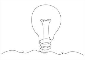 contínuo 1 linha desenhando do luz lâmpada Fora linha vetor arte ilustração