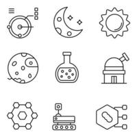 conjunto de ícones de linha de ficção científica vetor