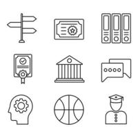conjunto de ícones de linha universitária vetor