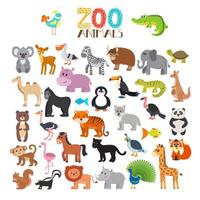 vetor coleção do jardim zoológico animais. conjunto do fofa desenho animado animais