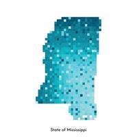 vetor isolado geométrico ilustração com gelado azul área do EUA, Estado do Mississippi mapa. pixel arte estilo para nft modelo. simples colorida logotipo com gradiente textura