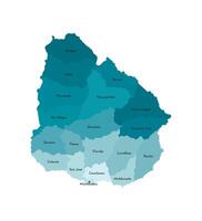 vetor isolado ilustração do simplificado administrativo mapa do Uruguai. fronteiras e nomes do a departamentos, regiões. colorida azul cáqui silhuetas