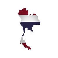 vetor isolado ilustração com nacional bandeira com forma do Tailândia mapa simplificado. volume sombra em a mapa. branco fundo