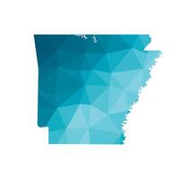 vetor isolado ilustração ícone com simplificado azul silhueta do Arkansas mapa, Estado do a EUA. poligonal geométrico estilo. branco fundo.