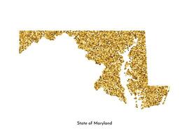 vetor isolado ilustração com simplificado mapa do Estado do maryland, EUA. brilhante ouro brilhar textura. decoração modelo.