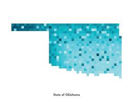 vetor isolado geométrico ilustração com gelado azul área do EUA, Estado do Oklahoma mapa. pixel arte estilo para nft modelo. simples colorida logotipo com gradiente textura