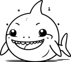 fofa desenho animado Tubarão isolado em branco fundo. vetor ilustração do uma fofa sorridente desenho animado Tubarão.
