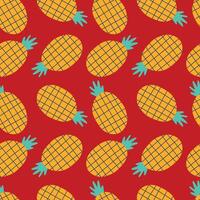 abacaxi desatado padronizar. amarelo frutas em uma vermelho fundo. para embalagem, cobrir, caso, fundo vetor