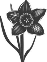 ai gerado silhueta narciso flor Preto cor só vetor