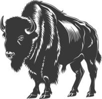 ai gerado silhueta búfalo animal Preto cor só cheio corpo vetor