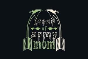 design de t-shirt da mãe do exército. vetor
