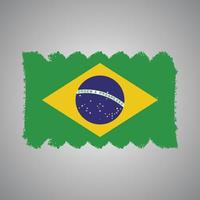 bandeira do brasil com pincel pintado de aquarela vetor