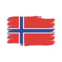 bandeira da noruega com pincel pintado a aquarela vetor