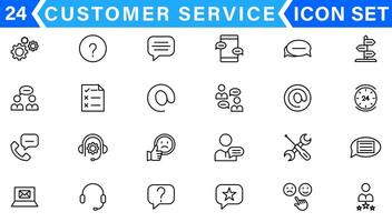 cliente serviço e Apoio, suporte linha ícones coleção. grande ui ícone conjunto dentro uma plano Projeto. fino esboço ícones pacote. vetor ilustração