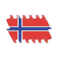 bandeira da noruega com pincel pintado a aquarela vetor