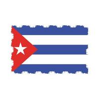 bandeira de cuba com pincel pintado a aquarela vetor