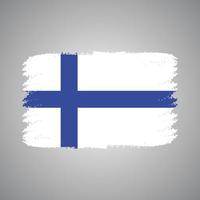 bandeira da finlândia com pincel pintado em aquarela vetor