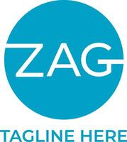 zag inicial logotipo com azul círculo vetor