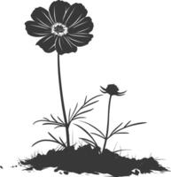 ai gerado silhueta cosmos flor dentro a terra Preto cor só vetor