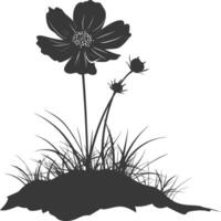 ai gerado silhueta cosmos flor dentro a terra Preto cor só vetor