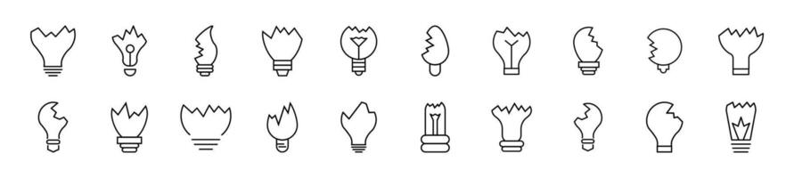 coleção do fino sinais do quebrado lâmpadas. editável AVC. simples linear ilustração para lojas, lojas, bandeiras, Projeto vetor