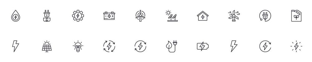 conjunto do vetor símbolos do verde energia. editável AVC. simples esboço sinais este perfeito para bandeiras, infográficos, rede sites