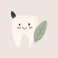 dente com folhas vívido plano ilustração. perfeito para diferente cartões, têxtil, rede sites, apps vetor