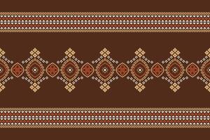 tradicional étnico motivos ikat geométrico tecido padronizar Cruz ponto.ikat bordado étnico oriental pixel Castanho fundo. resumo,vetor,ilustração. textura, lenço, decoração, papel de parede. vetor