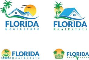 design de logotipo imobiliário para imóveis no estilo florida vetor
