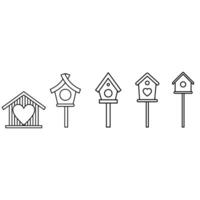 Casa de passarinho ícone vetor definir. alimentador ilustração placa coleção. pássaro símbolo ou logotipo.