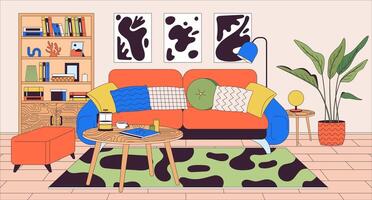 vivo quarto mobiliário desenho animado plano ilustração vetor