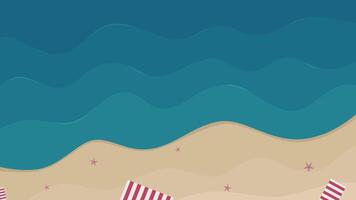 topo Visão de praia vetor plano ilustração com estrelas do mar e toalha