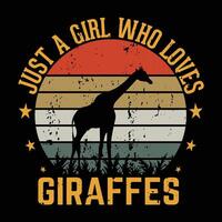 girafa animais vintage t camisa Projeto vetor