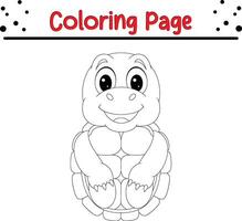 fofa tartaruga coloração página para crianças. animal coloração livro vetor