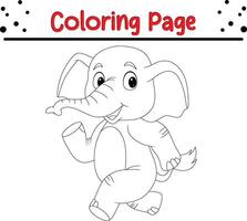 fofa elefante coloração página para crianças. animal coloração livro vetor