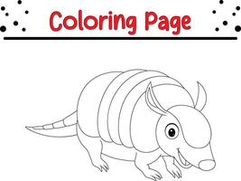 fofa tatu coloração página para crianças. animal coloração livro vetor