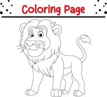 fofa leão coloração página para crianças. animal coloração livro vetor