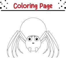 aranha coloração página. fofa animal coloração livro vetor