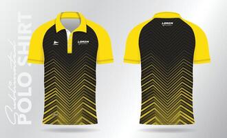 amarelo pólo camisa jérsei brincar modelo Projeto. esporte uniforme dentro frente visualizar, costas visualizar. vetor